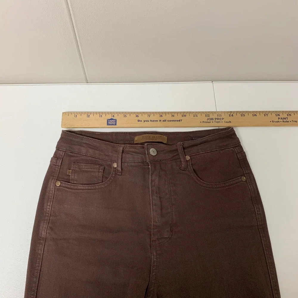 Judy Blue Flare Jeans Womens‎ 5/27 Brown Garment Dyed Raw Hem JB88803 C